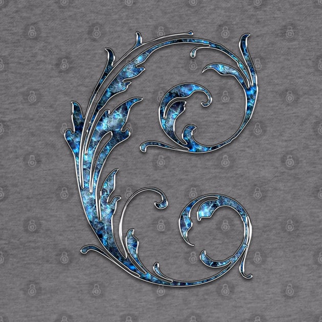 Ornate Blue Silver Letter C by skycloudpics